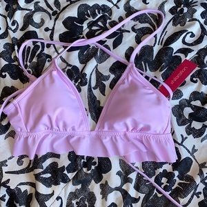 Lavender ruffled bathing suit top Size M